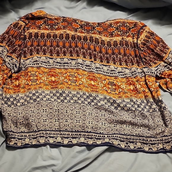 Lucky Brand Women's Top in Orange and Blue - Picture 7 of 7